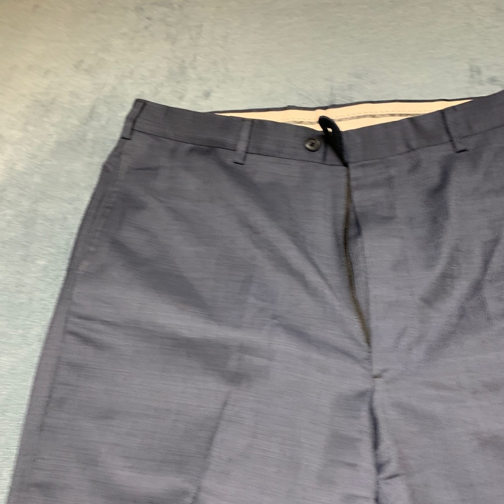 Mens Dress Pants 36 Gray Flat Front Business Formal Straight Leg Office Wear - Picture 5 of 14